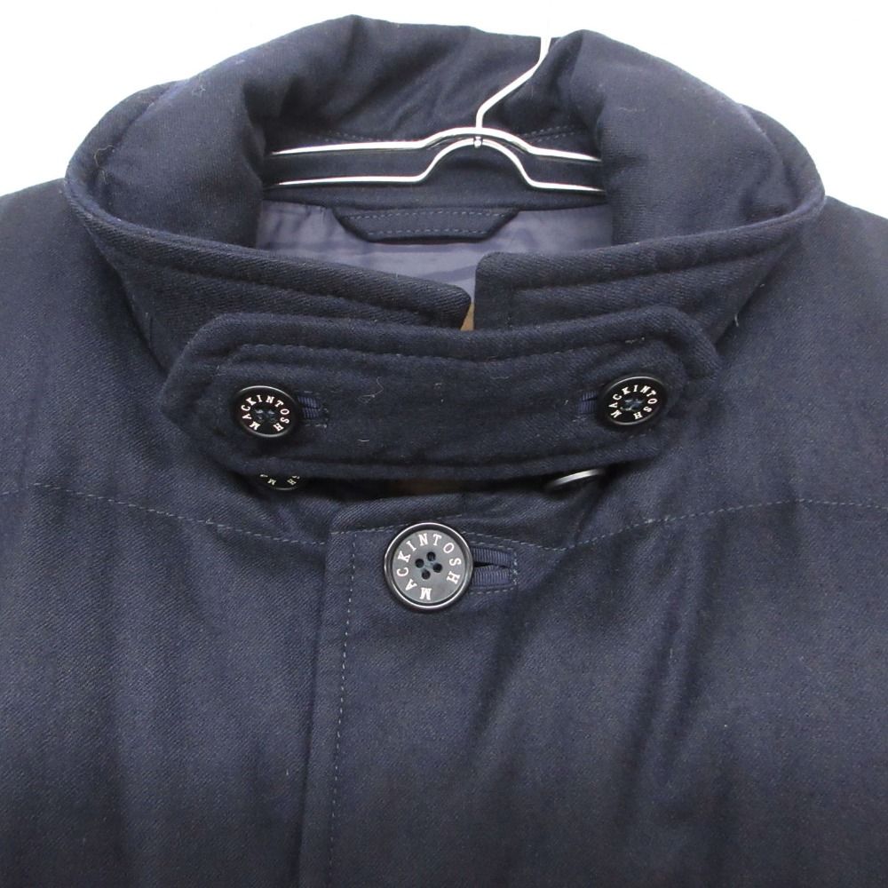 Loro Piana Mackintosh Down Jacket Wool Chin Strap Coat Outer Dark Navy