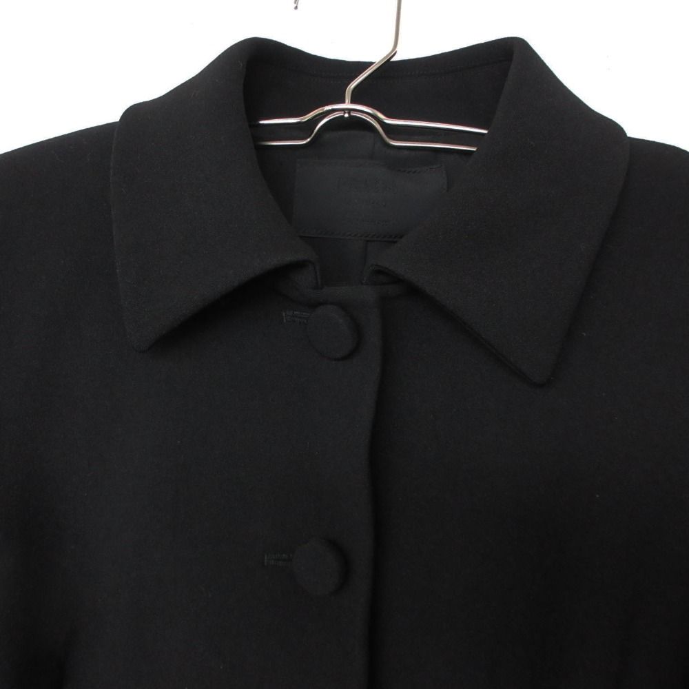 Prada Stand Collar Coat Tuck Jacket with Belt Black