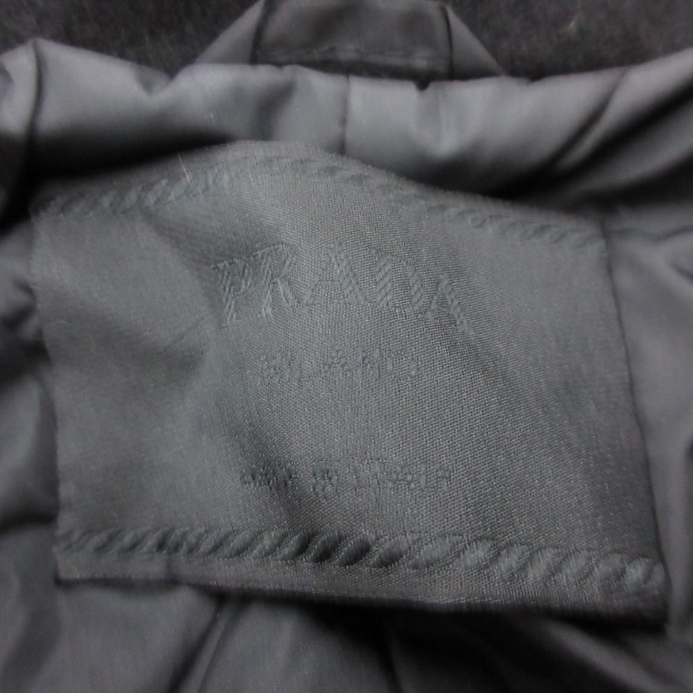 Prada Coat Melton Wool Zip Up Jacket Black