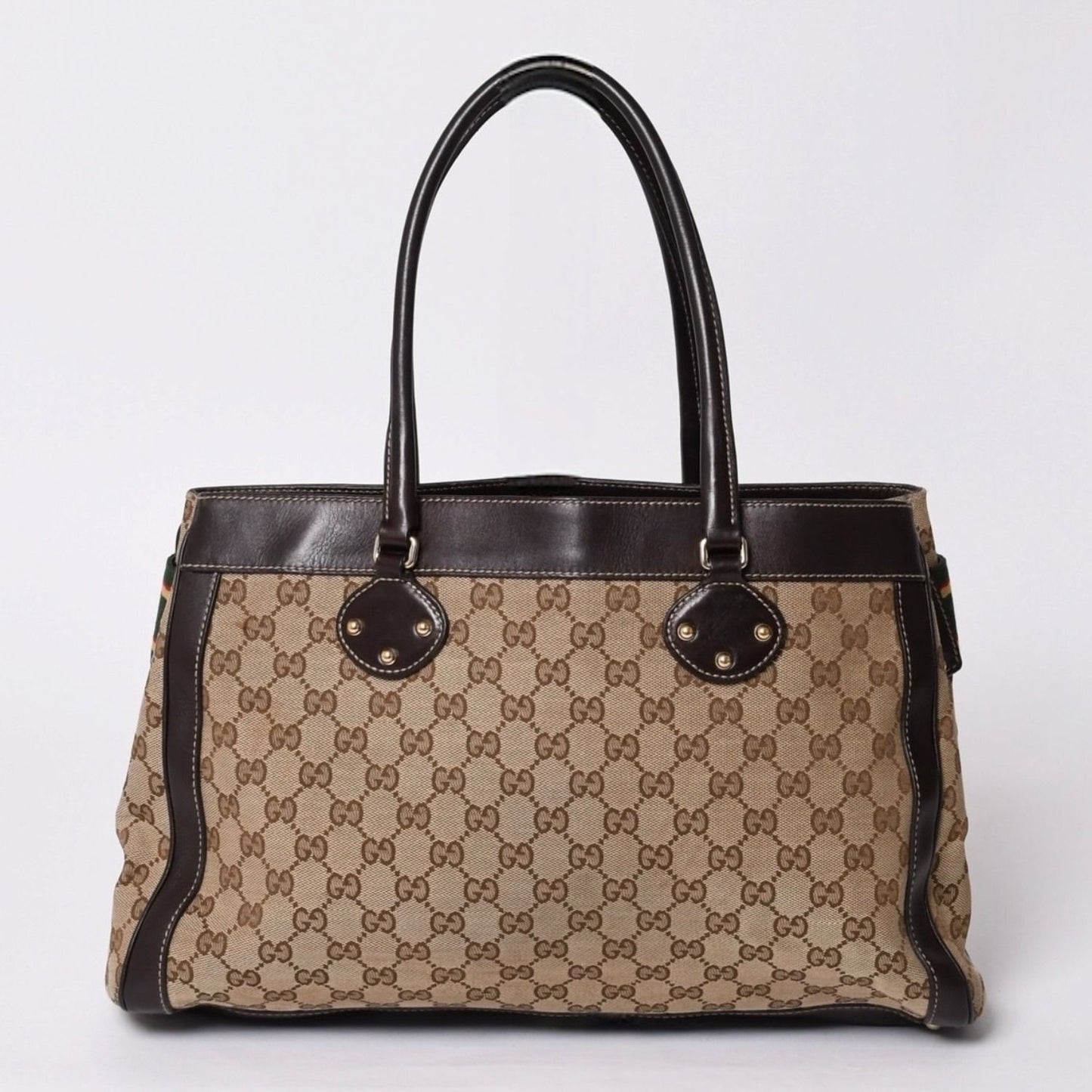 Gucci Handbag GG Canvas Sherry Line Leather Brown — view 2