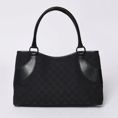 Gucci Handbag GG Canvas Leather Black Gold