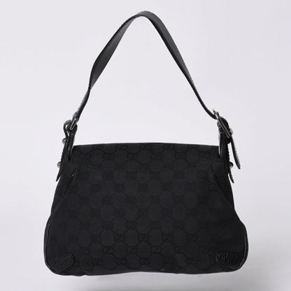 Gucci Horsebit Hobo Handbag GG Canvas Leather Black Silver — view 2
