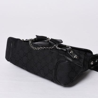 Gucci Horsebit Hobo Handbag GG Canvas Leather Black Silver — view 8