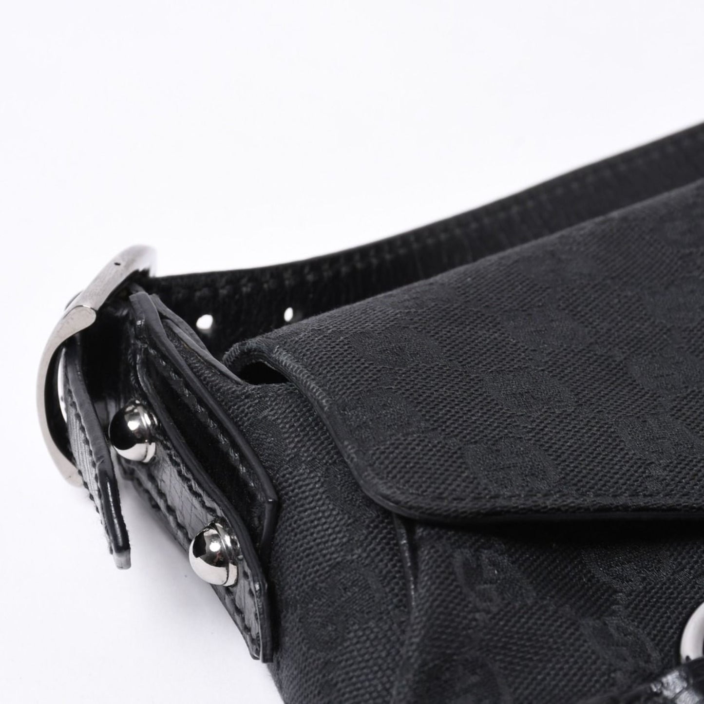 Gucci Horsebit Hobo Handbag GG Canvas Leather Black Silver — view 6