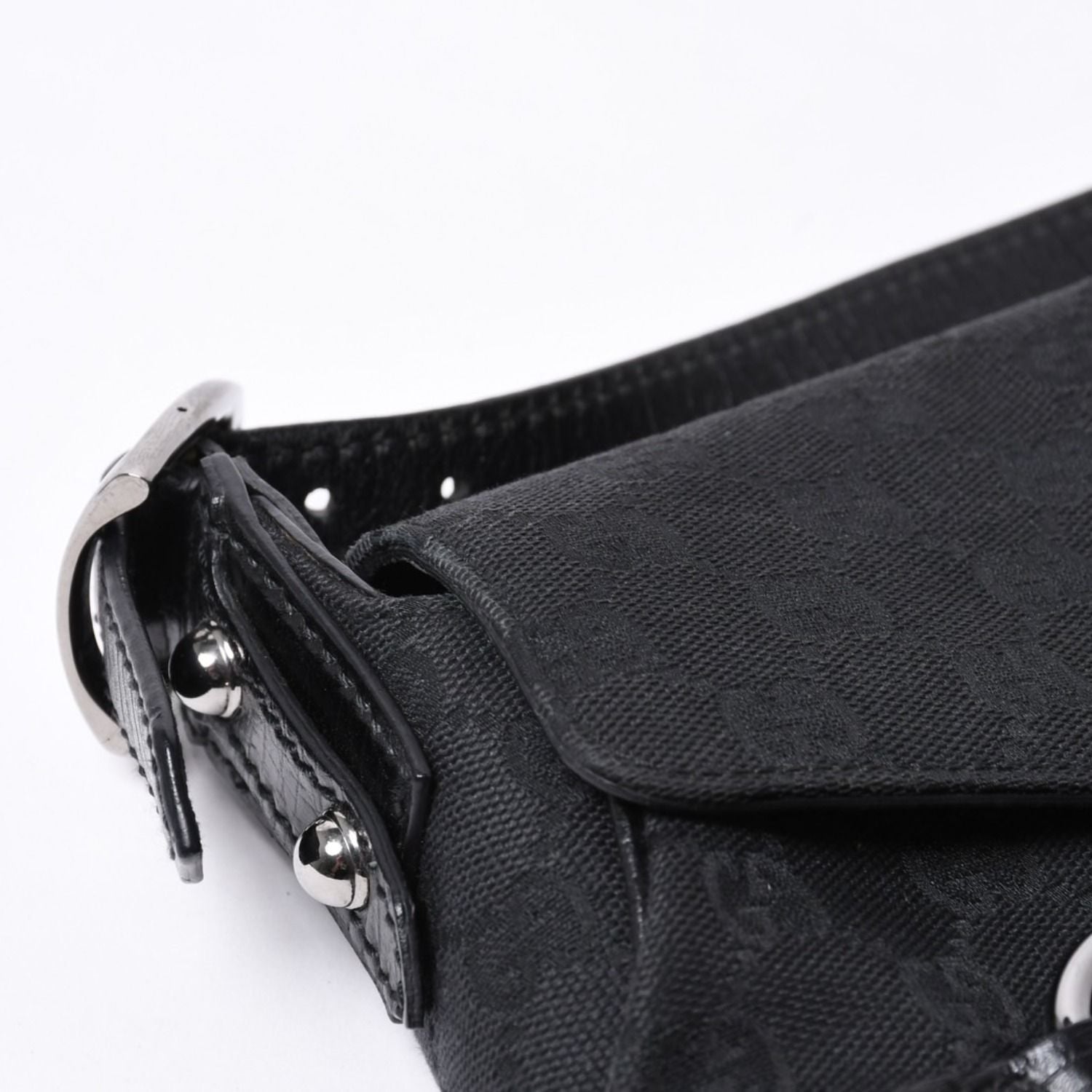 Gucci Horsebit Hobo Handbag GG Canvas Leather Black Silver — view 6