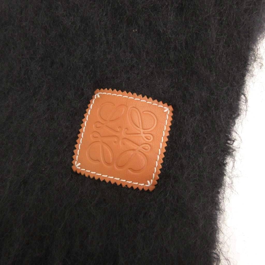 Loewe Scarf Fringe Mohair Wool Anagram Black