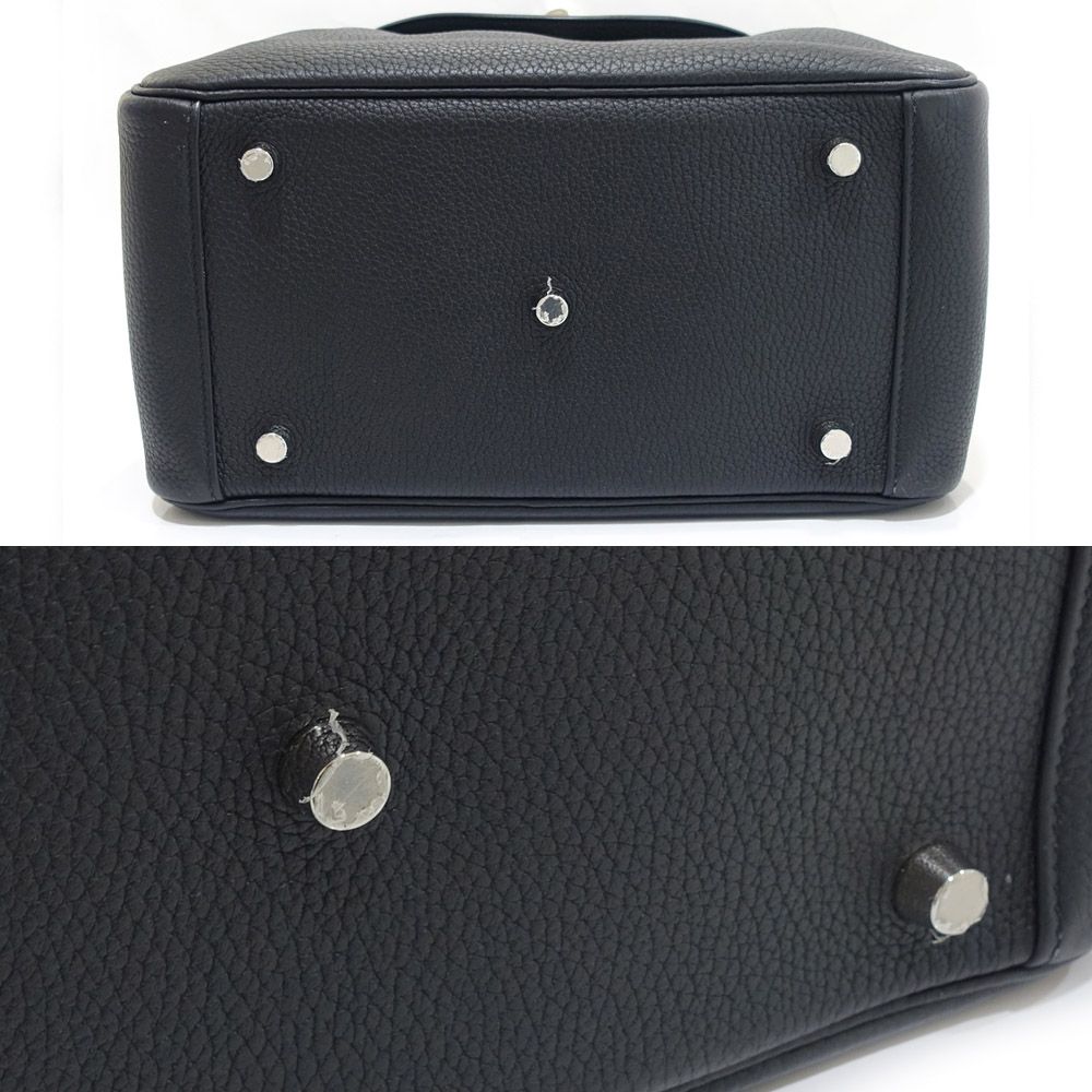 Hermes Lindy 26 Handbag Taurillon Clemence Black Silver