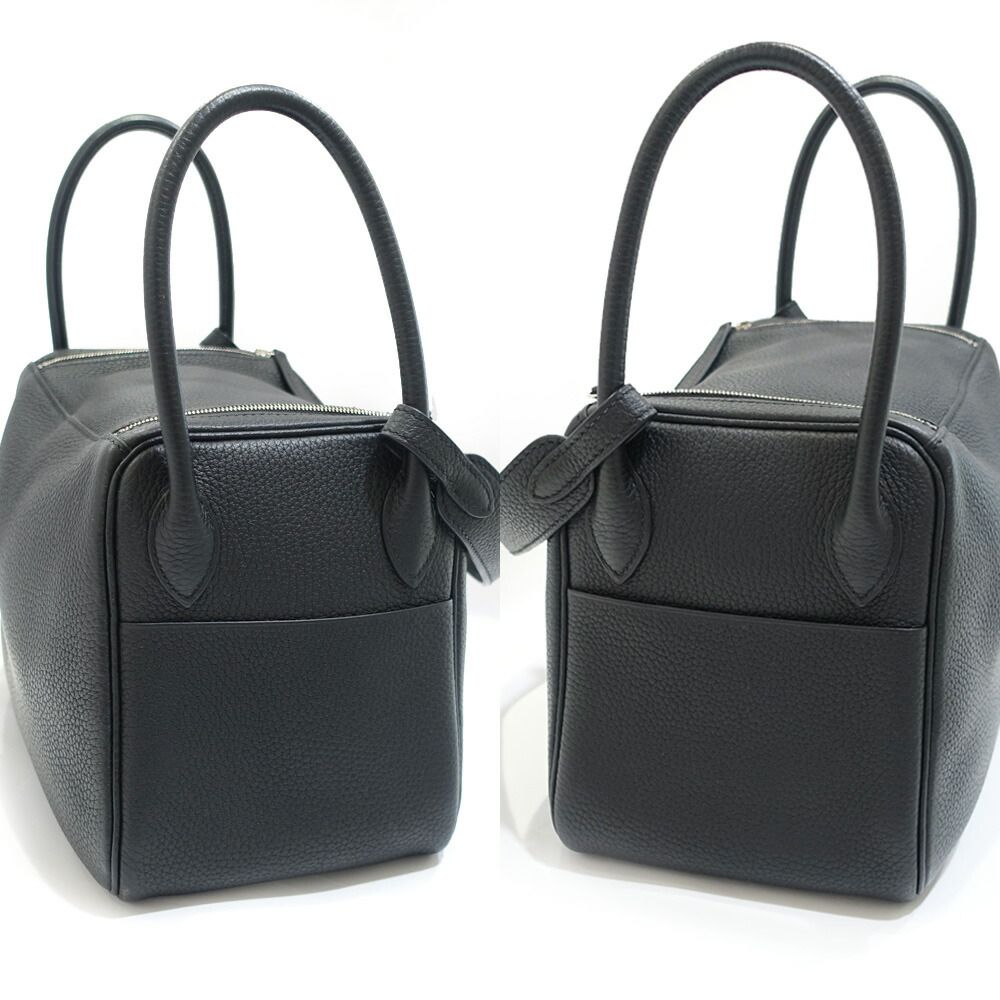 Hermes Lindy 26 Handbag Taurillon Clemence Black Silver