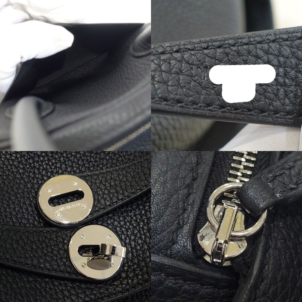 Hermes Lindy 26 Handbag Taurillon Clemence Black Silver