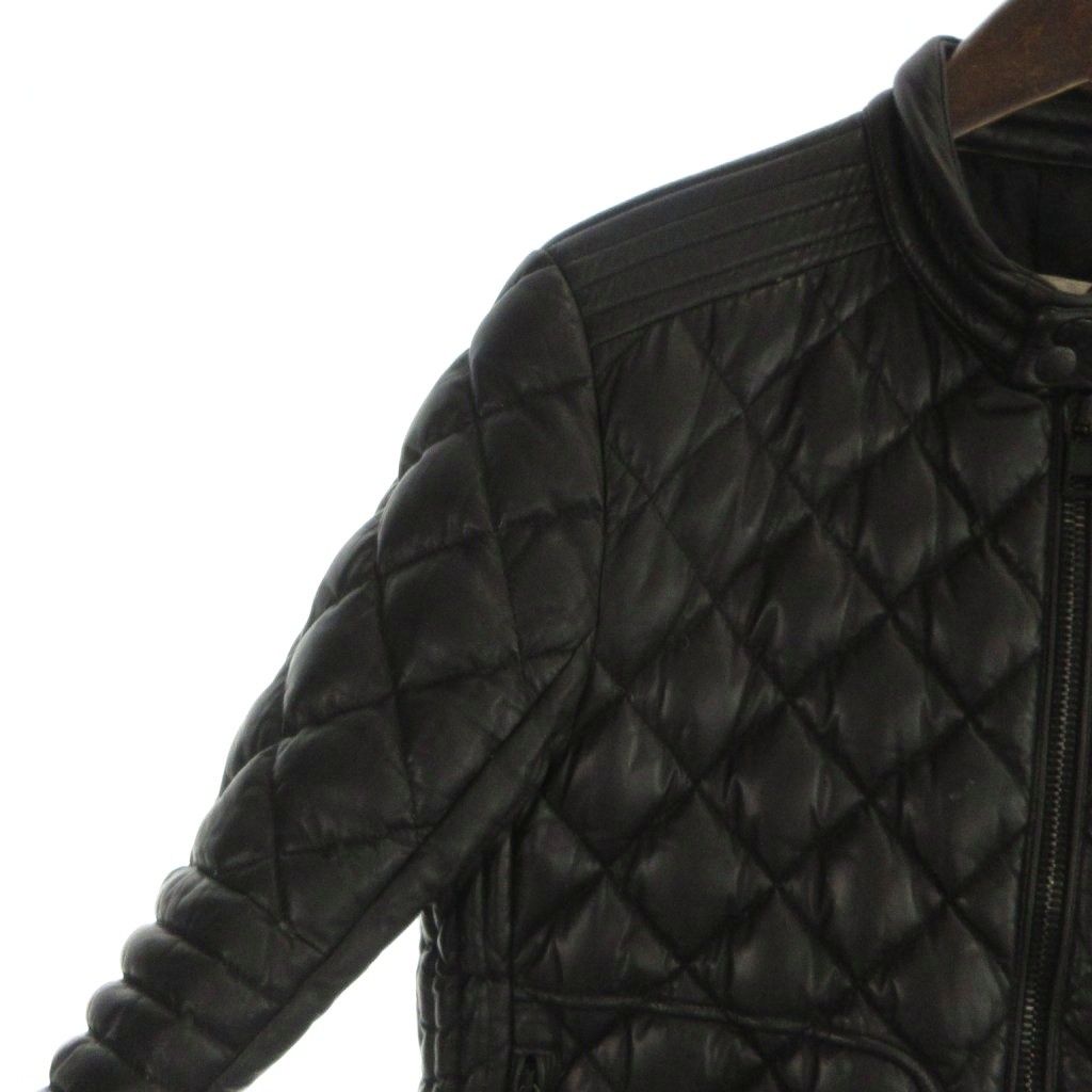 Moncler Giraudo Leather Down Jacket Quilted Zip Up Sheep 1 XS Black