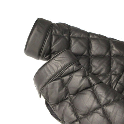 Moncler Giraudo Leather Down Jacket Quilted Zip Up Sheep 1 XS Black