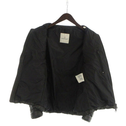 Moncler Giraudo Leather Down Jacket Quilted Zip Up Sheep 1 XS Black