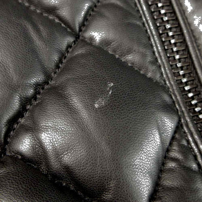 Moncler Giraudo Leather Down Jacket Quilted Zip Up Sheep 1 XS Black