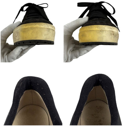 Chanel CC Logo Low Cut Sneakers Black Nylon Leather — view 9