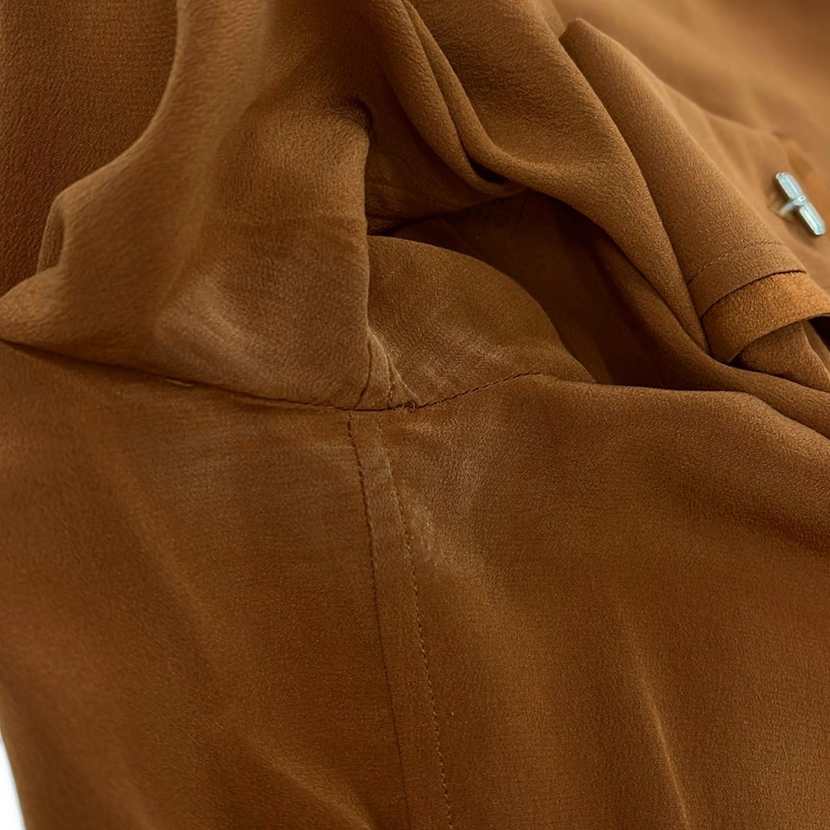 Gucci Long Sleeve Shirt Blouse 38 S Brown Silk