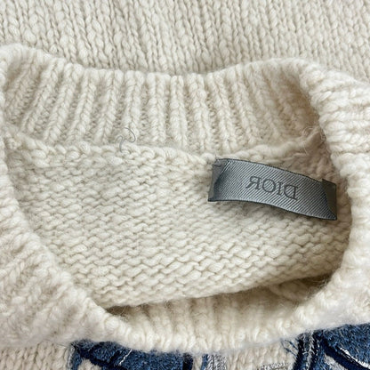 Dior Long Sleeve Sweater M Ivory Blue White