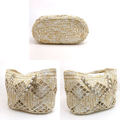 Chanel Small Shopping Tote Beige CC Logo Random Cereal Raffia