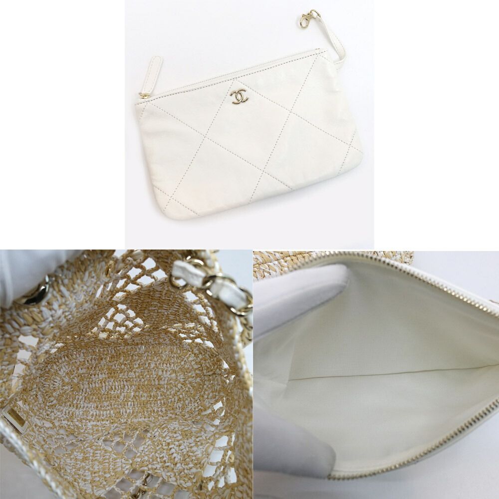 Chanel Small Shopping Tote Beige CC Logo Random Cereal Raffia