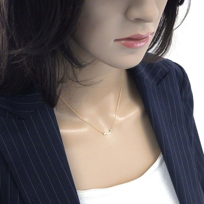 Tiffany & Co Necklace T Smile Mini Micro 18k Pink Gold