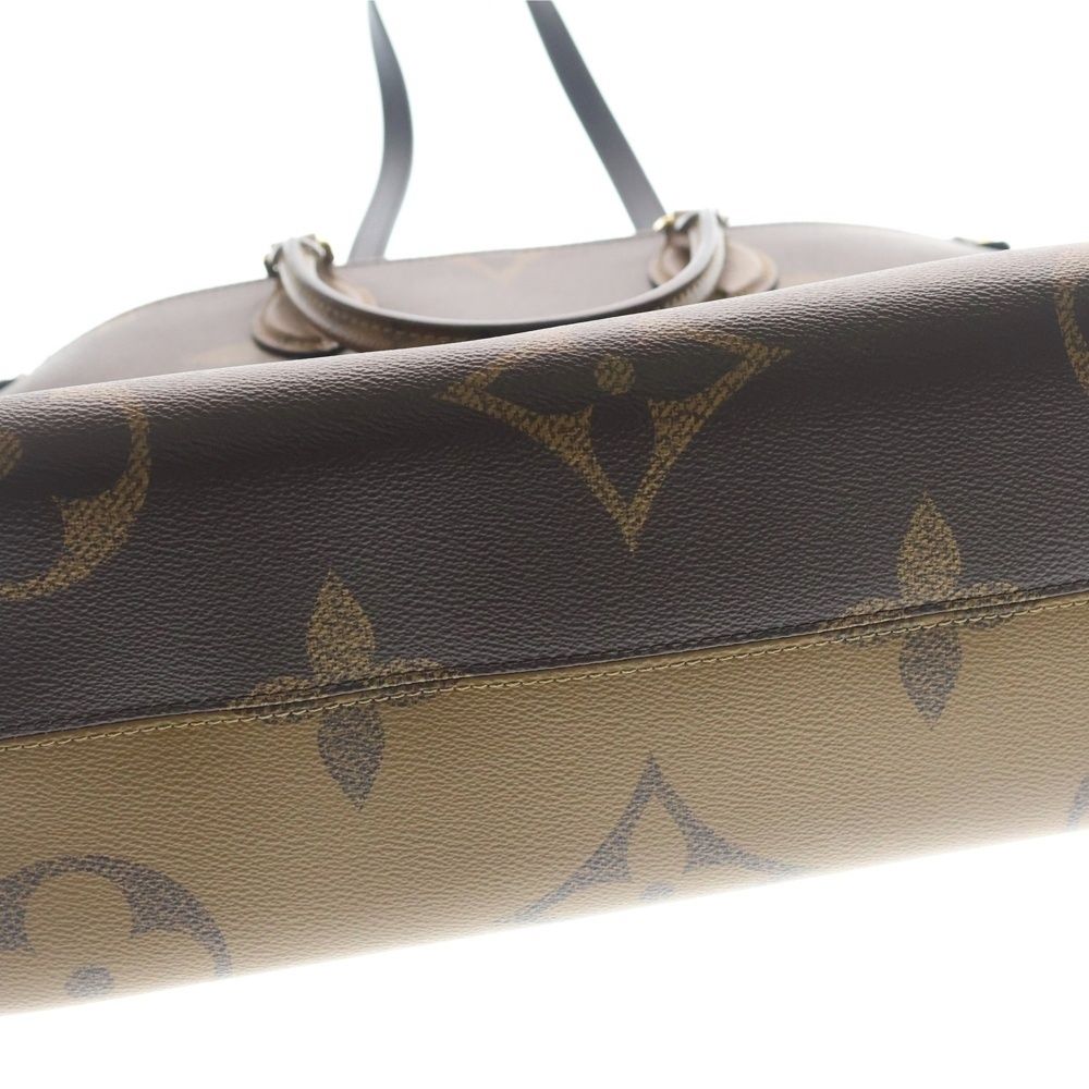 Louis Vuitton On The Go MM Monogram Reverse Giant Leather 2-Way Bag Gold Brown