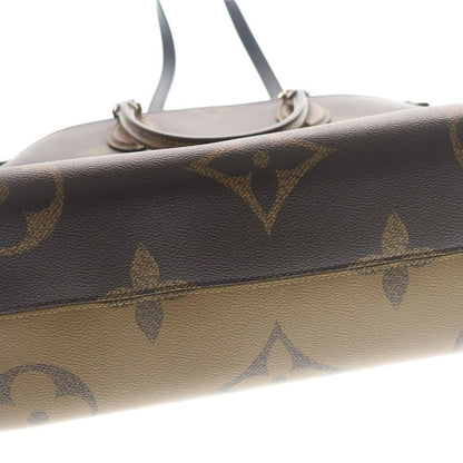 Louis Vuitton On The Go MM Monogram Reverse Giant Leather 2-Way Bag Gold Brown