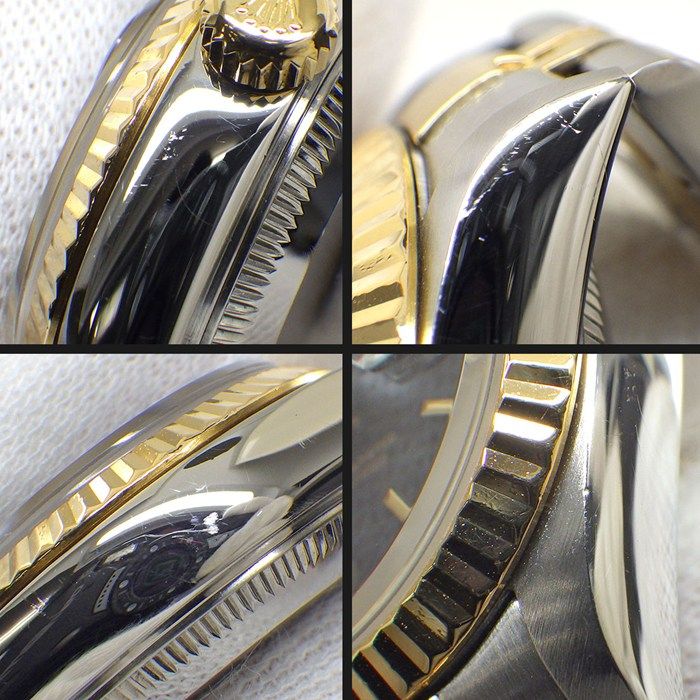Rolex Datejust Number Black Dial Date 18k Yellow Gold SS Automatic Winding Watch