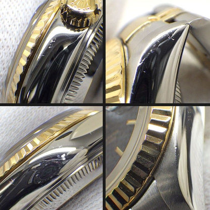 Rolex Datejust Number Black Dial Date 18k Yellow Gold SS Automatic Winding Watch