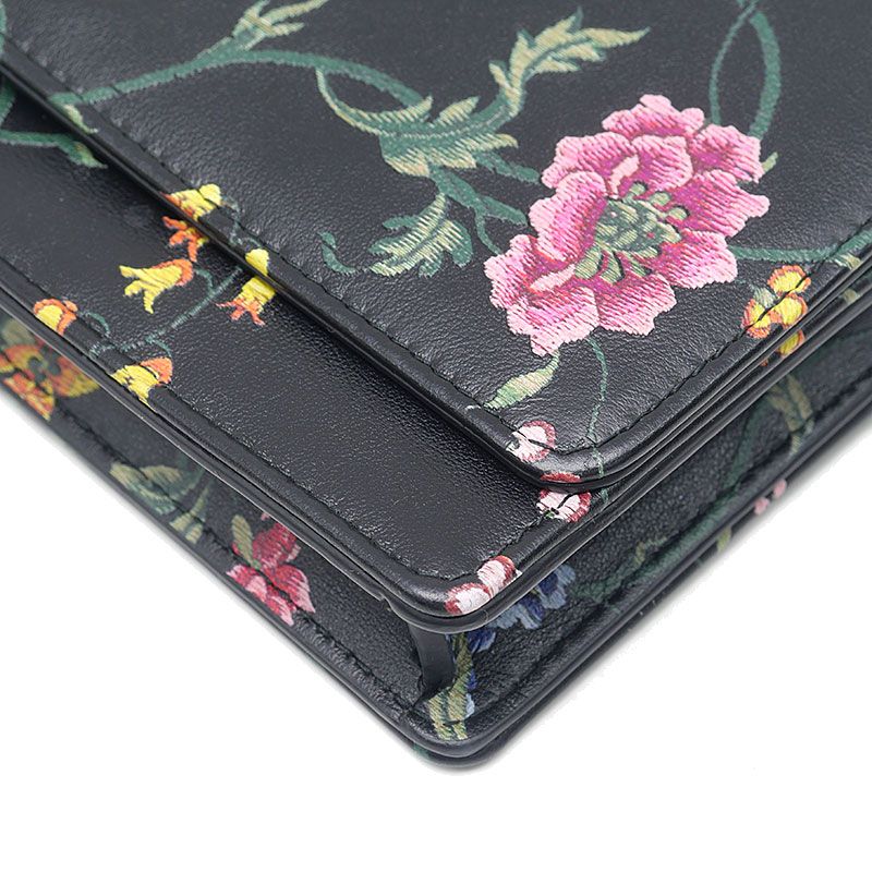 Dior Caro Wallet on Chain Floral Pattern Flower