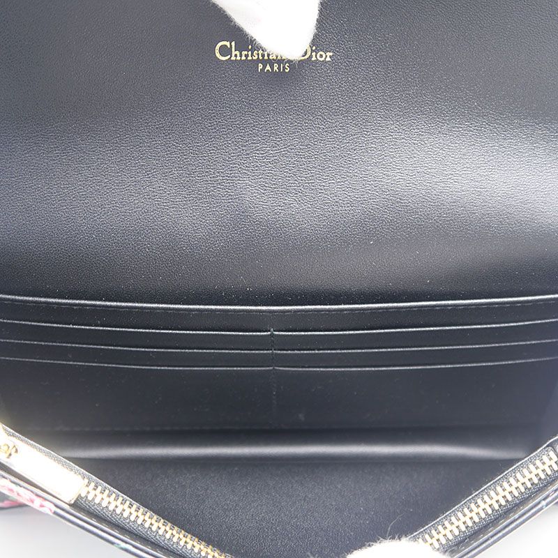 Dior Caro Wallet on Chain Floral Pattern Flower
