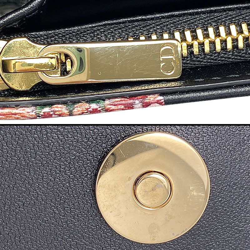 Dior Caro Wallet on Chain Floral Pattern Flower