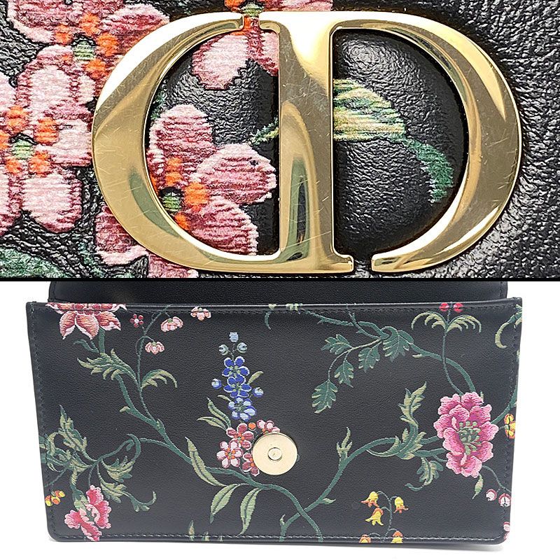Dior Caro Wallet on Chain Floral Pattern Flower