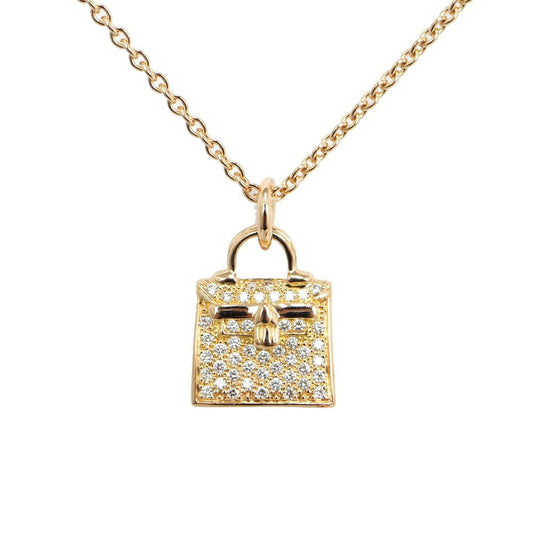 Hermes Kelly Amulet Necklace Diamond Pink Gold Pendant 18k