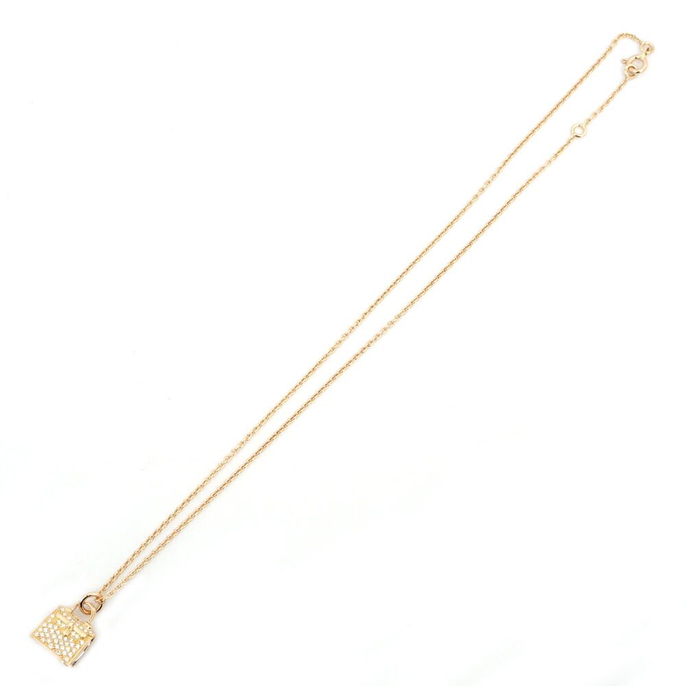 Hermes Kelly Amulet Necklace Diamond Pink Gold Pendant 18k