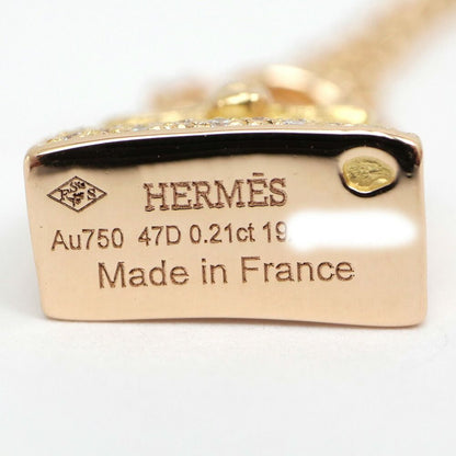 Hermes Kelly Amulet Necklace Diamond Pink Gold Pendant 18k