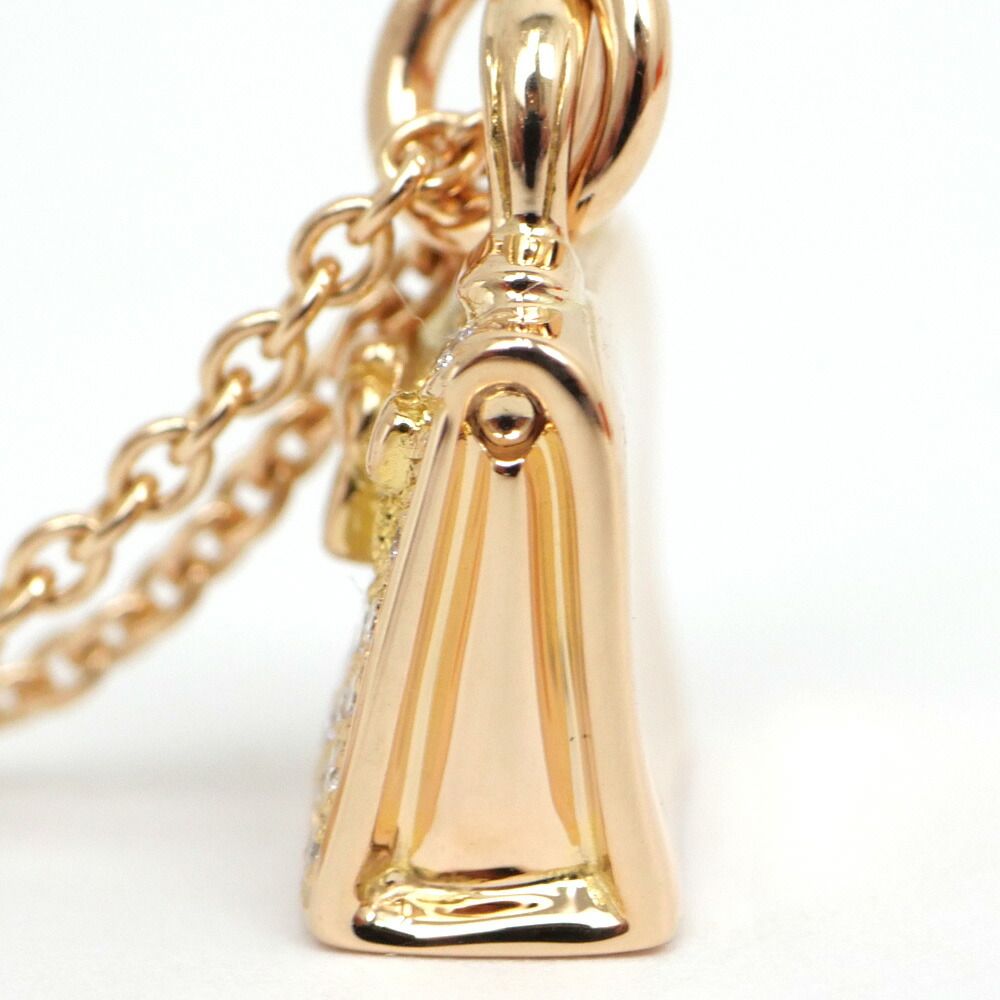 Hermes Kelly Amulet Necklace Diamond Pink Gold Pendant 18k