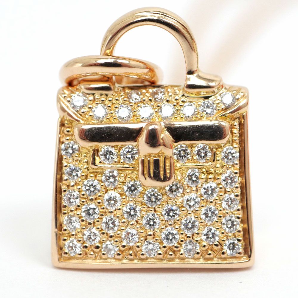 Hermes Kelly Amulet Necklace Diamond Pink Gold Pendant 18k