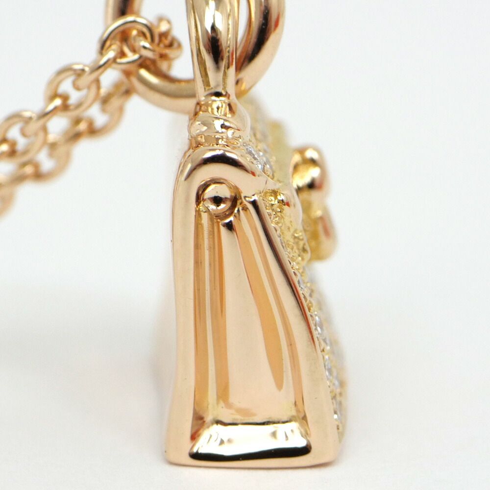 Hermes Kelly Amulet Necklace Diamond Pink Gold Pendant 18k