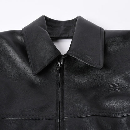 Balenciaga Handbag Shirt Bag Close Bag Leather Black — view 3