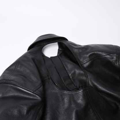 Balenciaga Handbag Shirt Bag Close Bag Leather Black — view 5