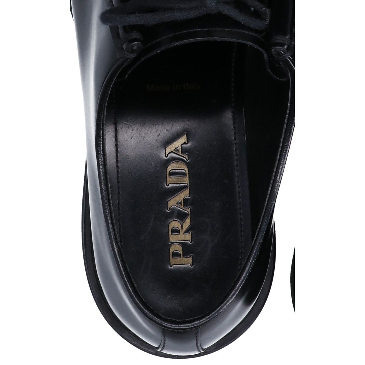 Prada Black Diapason Opera Brushed Leather Shoes 8.5