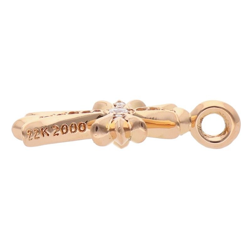 Chrome Hearts 22k Tny Crsf P Dmnd Tiny Fat Cross Pave Diamond Pendant Gold
