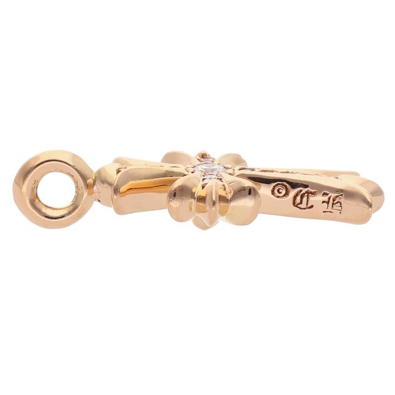 Chrome Hearts 22k Tny Crsf P Dmnd Tiny Fat Cross Pave Diamond Pendant Gold