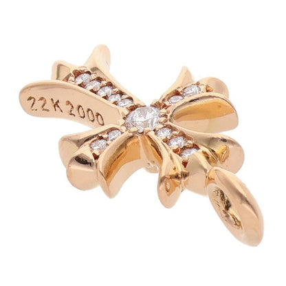 Chrome Hearts 22k Tny Crsf P Dmnd Tiny Fat Cross Pave Diamond Pendant Gold