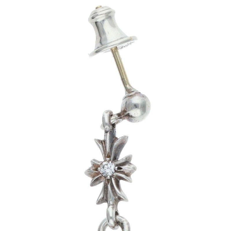 Chrome Hearts Tiny CH Pls 3 Dia Ech Plus 3 Drop Double Sided Diamond Silver