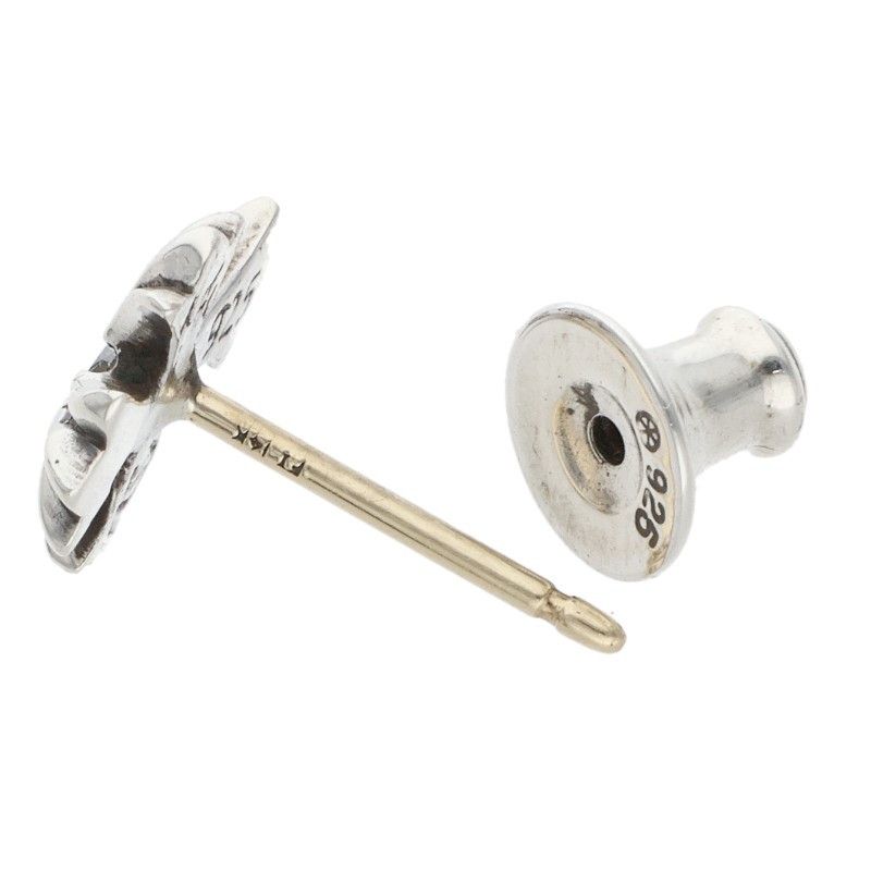 Chrome Hearts No2 CH Crs Dia CH Cross Stud 1 Diamond Silver Earrings
