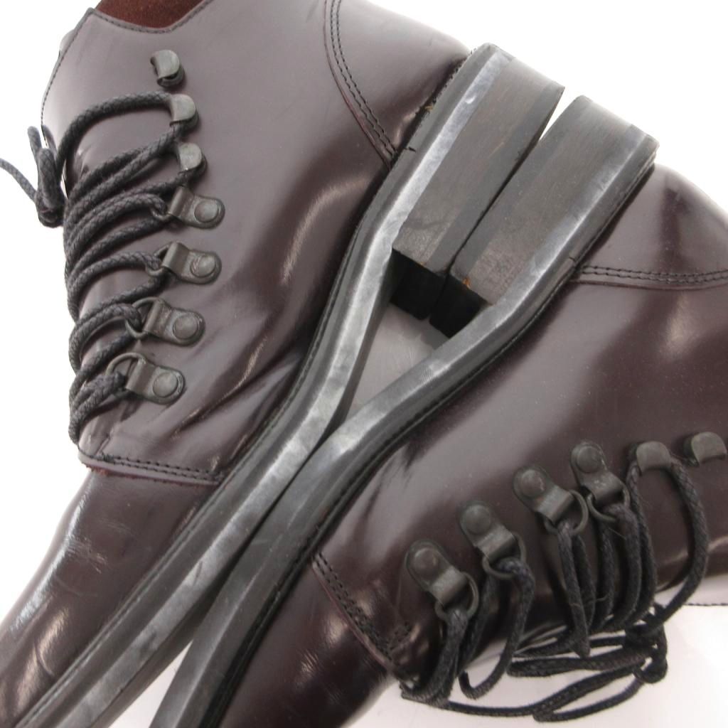 Gucci Short Boots Lace Up Logo Suede Leather Square Toe 37.5 Brown