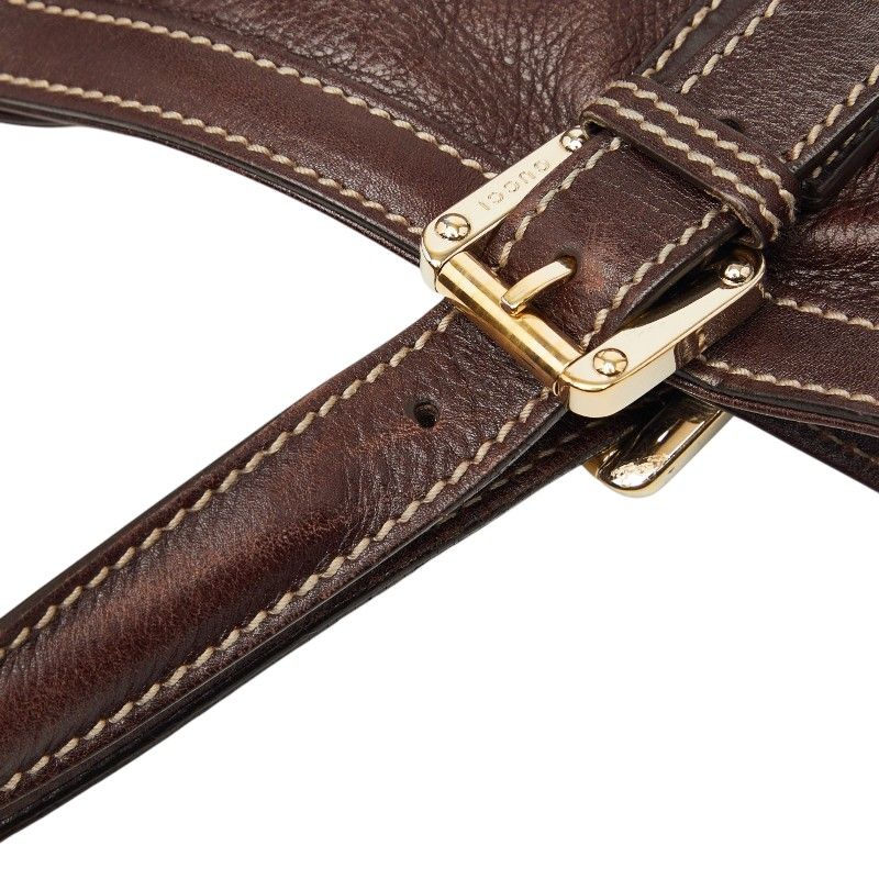 Gucci Double New Britt Sherry Line 2-Way Shoulder Bag Brown Leather