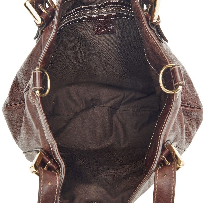 Gucci Double New Britt Sherry Line 2-Way Shoulder Bag Brown Leather