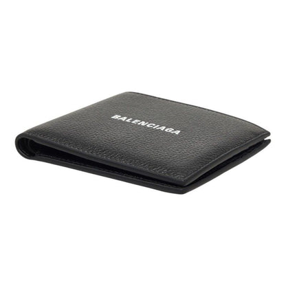 Balenciaga Logo Bifold Wallet Black Leather