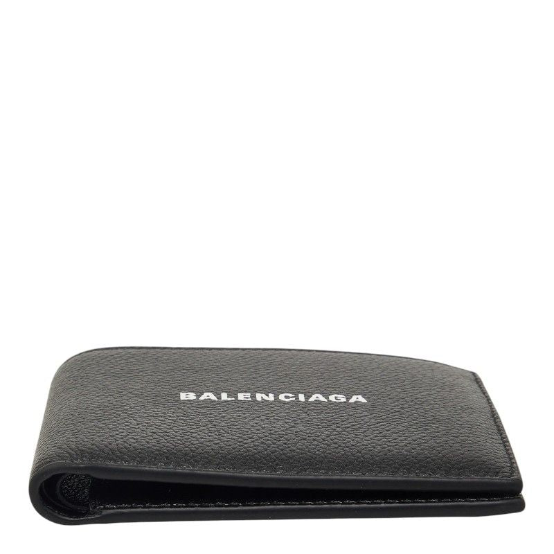 Balenciaga Logo Bifold Wallet Black Leather